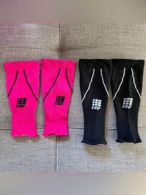 CEP Compression Calf Sleeves in Black and Hot Pink W-III
